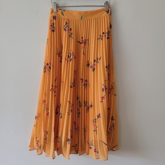 Paris‎ Atelier & Other Stories Floral Pleated Button Down Skirt Orange Size 2 - Picture 5 of 9